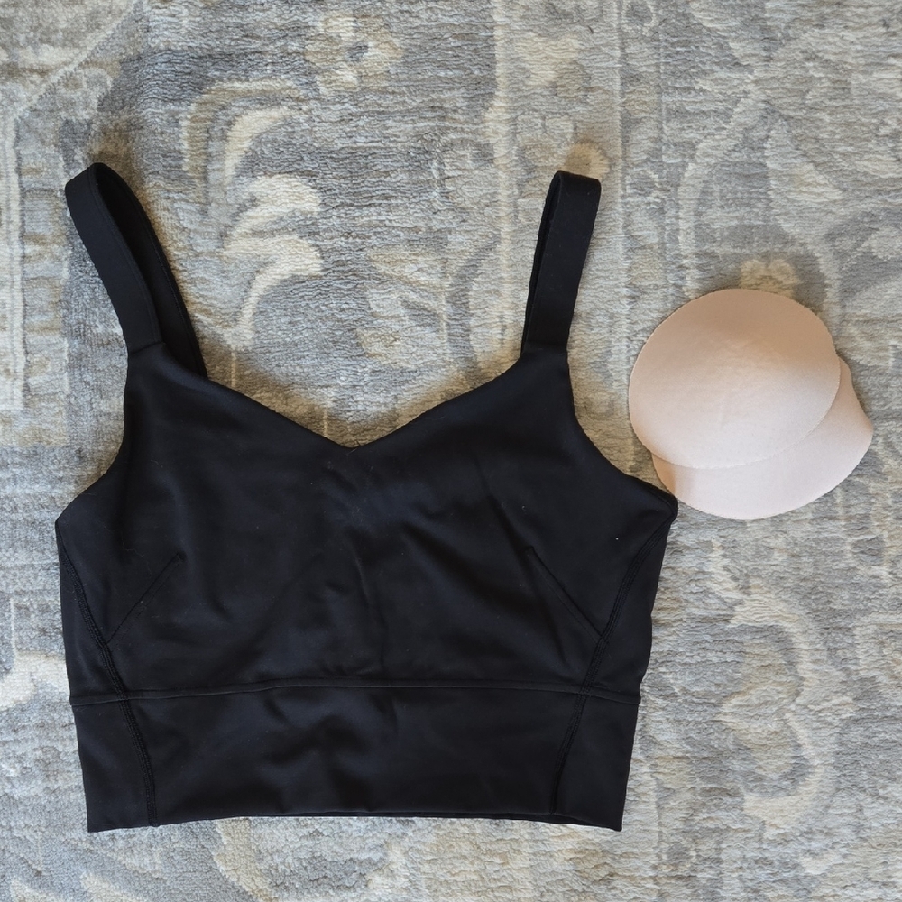Lululemon Black Activewear Set Size 10 Fleece Leggings Longline Bra Jacket - Picture 4 of 6